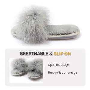 Womens Shoes Women's Furry Slippers Open Toe Fuzzy Slippers Memory Foam Fluffy House Slippers