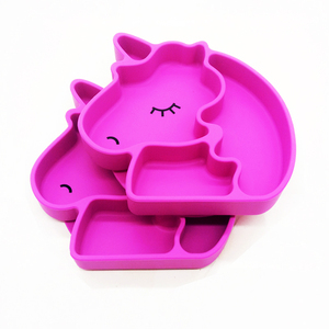 SANS BPA Non Toxique Durable Lavable Au Lave-Vaisselle Poignée Écologique BHD silicone Gros ventouse <span class=keywords><strong>licorne</strong></span> bébé plaque - Product Image 5