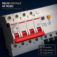 DELIXI DZ47sLE 4P 40A RCBO Courbe C 230V 6kA Protection contre les fuites Certifié CE Montage sur rail DIN 35mm Panneau de distribution d'énergie