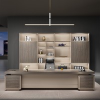 Escritorio BOSS DESK Moderno en Forma de L, Modular, Ejecutivo, con Cajón para Archivos, Color Teca, Uso Comercial