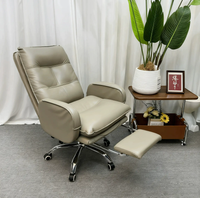 Chaise de bureau exécutive en cuir véritable, confortable et inclinable, pour la maison, le bureau, le dortoir, les jeux, avec matériau en mousse pour une longue utilisation assise
