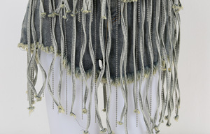 Venta caliente belleza espalda sin mangas Fishbone Slim Fit moda Sexy Denim camisola pantalones cortos <span class=keywords><strong>traje</strong></span> conjunto - Product Image 6