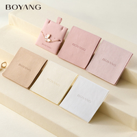 Pochette à Bijoux en Microfibre Imprimée Logo Personnalisé, Sac d'Emballage Cadeau pour Collier, Enveloppe avec Insert Carte