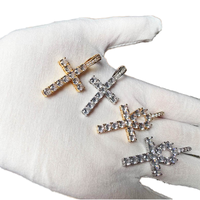 Collier pendentif croix Ankh en laiton plaqué or avec zircon, style Hip Hop, chaîne corde