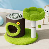 Promotion : Arbre à chat de luxe personnalisable en bois, design champignon, avec maisonnette en flanelle, poteau à gratter en sisal, tour de jeu et condo