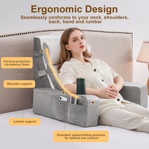 Cuscino da Lettura per Adulti con Tasche e Portabicchieri, Imbottitura in Memory Foam Anti-acaro, Supporto per il Corpo - Product Image 5