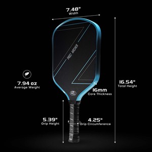 ไม้พายพิคเคิลบอลแบบพกพา น้ำหนักเบา ผลิตจากคาร์บอนไฟเบอร์ Thermoformed Elite Graphite T700 - ปลดปล่อยสไตล์ของคุณด้วยลวดลายแบบเรียบ - Product Image 3