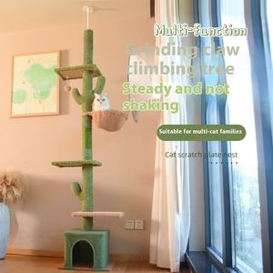 Gatto TreeCactus dal pavimento al soffitto torre del gatto con 5 livello gatto arrampicata torre con piattaforme amaca accogliente e palle penzolanti - Product Image 2