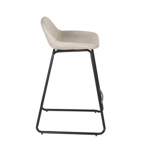 Simple Design Light Grey PU <b>Leather</b> Upholstered <b>Bar</b> <b>Stool</b> Home <b>bar</b> Leisure Chair with Durable Metal Leg - Product Image 3