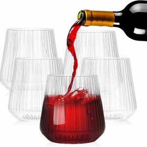 Vasos de Plástico para Beber, Copas de Vino Acanaladas de 12 oz, Copas de Vino Desechables sin Tallo, Transparentes e Irrompibles - Product Image 5