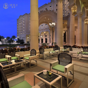 Set di Sedute per Esterni JEILI in Legno di Teak con Cuscini, Divano Lounge di Lusso per Hotel, Ristoranti e Lobby Moderni - Product Image 2