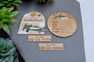 Plaque en bois pour bébé, accessoire photo pour la première fête de l'Aïd, marqueur de palier islamique Salam, cadeau - Product Image 3