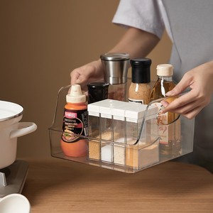 Contenitore portaoggetti da cucina <span class=keywords><strong>in</strong></span> <span class=keywords><strong>plastica</strong></span> di grande capacità, portatile, <span class=keywords><strong>per</strong></span> spezie, <span class=keywords><strong>olio</strong></span> e sale, cestino organizer <span class=keywords><strong>per</strong></span> dispensa con maniglia, contenitore domestico - Product Image 2