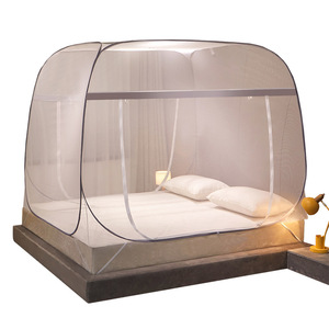 Nouvelle <span class=keywords><strong>moustiquaire</strong></span> d'été pliable sans installation, type tente mongole, <span class=keywords><strong>avec</strong></span> fond zippé et filet en treillis d'acier intégré, pour usage domestique - Product Image 1