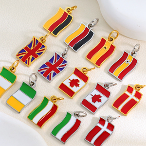 イギリス、ドイツ、カナダ、アイルランド、スペイン、デンマークの愛国的な国旗ペンダント、ステンレススチールチャーム卸売 - Product Image 4