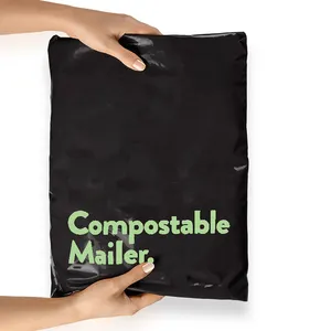 Sobres de plástico biodegradable para embalaje de ropa, bolsas de correo de polietileno personalizadas, a base de plantas