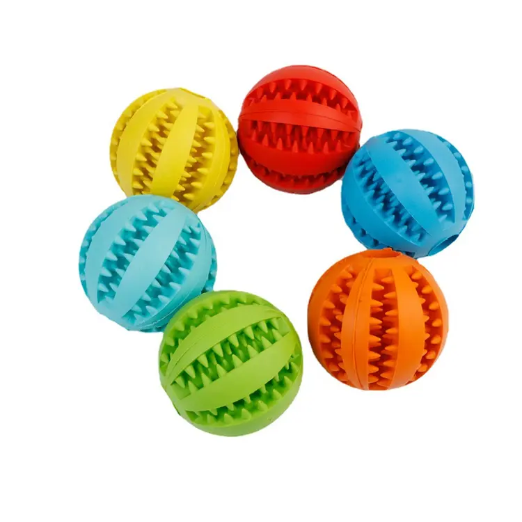 Jouets à mâcher en caoutchouc souple pour animaux de compagnie Jouets interactifs en caoutchouc naturel durable Balles pour chiens Nettoyage des dents Treat Leaker