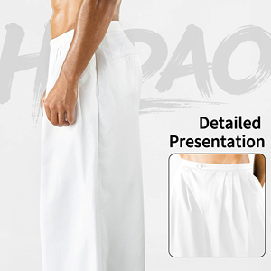 <span class=keywords><strong>Pantalon</strong></span> homme Hudao blanc minimaliste, coupe ajustée, plis avant personnalisés, coupe ample, uni, confortable, doux, décontracté - Product Image 2