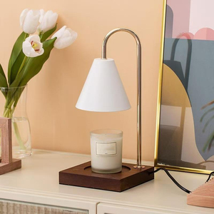 Candelabro de aromaterapia sin llama con cera derretible, regalo para dormitorio y mesita de noche, con temporizador y regulación de intensidad, arte en madera - Product Image 4