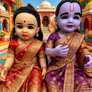Hinduism Lord Radha Krishna Vinyl <strong>Doll</strong> Fine Craft <strong>Indian</strong> Culture Collectible Ornament <strong>Doll</strong> - Product Image 4