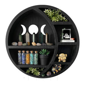 Estante de cristal de luna creciente, estantes colgantes de pared para dormitorio, decoración de pared de madera, estante de Luna - Product Image 1