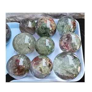 Wholesale Natural Polished green quartz spheres healing crystal green phantom crystal ball green garden quartz sphere balls