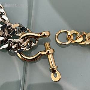 NM51613 Miami <span class=keywords><strong>Multicouche</strong></span> Plaqué Or Hiphop Mode Bijoux en Acier Inoxydable Cubain <span class=keywords><strong>Double</strong></span> Chaîne Mousqueton <span class=keywords><strong>Collier</strong></span> pour Femmes Hommes - Product Image 4