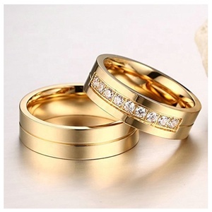 <span class=keywords><strong>Anillo</strong></span> de compromiso para parejas, banda de oro de 18K con incrustaciones, conjunto de dos piezas para mujer y <span class=keywords><strong>hombre</strong></span>, anillos de boda de circonia cúbica - Product Image 4