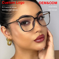 Sunray OEM Lightweight Glitter Black PC Frame AC Lens Rounded <strong>Eye</strong> Care Eyewear Anti Blue Light Computer Glasses for Women Office