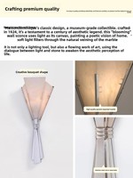 Lampe murale LED bicolore style chinois en acier inoxydable Maison Domin Vintage avec abat-jour en marbre et interrupteur, culot G9