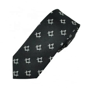 Corbata de seda de Regalia masónica, bordada, dorada, cuadrada - Product Image 3