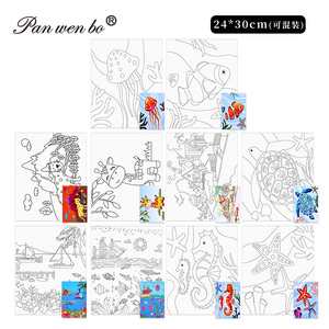 Panwenbo Kids Painting <strong>Canvas</strong> Panels and Sip Kit <strong>DIY</strong> Art Pre Drawn <strong>Canvas</strong> to Paint Animal Pre <strong>Printed</strong> <strong>Canvas</strong> for Painting - Product Image 1