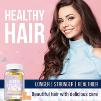 Gummies de biotine, collagène et kératine de l'usine source OEM/ODM, adaptées aux cheveux, aux ongles et à la peau, 60 gummies