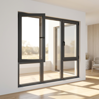 Fenêtre à battant horizontale moderne en alliage d'aluminium avec triple vitrage Low-E, verre trempé, insonorisée, écoénergétique, en acier inoxydable
