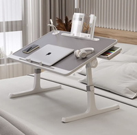 Table de chevet réglable en hauteur bureau d'ordinateur et table à manger avec étagères à fente pour cartes et roulettes bureaux amovibles