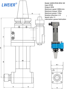 Cabezal Angular, Cabezal de Fresado Lateral, Cabezal de Fresado de Ángulo Recto de 90 Grados, Cabezal Angular Extendido, Cabezal Angular para Centro de Mecanizado - Product Image 1
