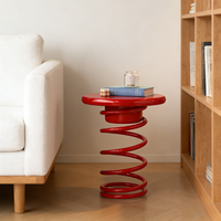 Table basse moderne en métal de style nordique avec rangement pour chambre et salon - Durable Rouge/Jaune Qualité supérieure Meubles de maison