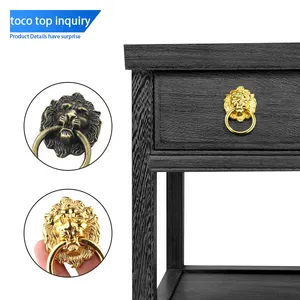 TOCO Traditional Chinese retro Brushed Gold lion head pull Door Hardware Pull Furniture Handles multicolor