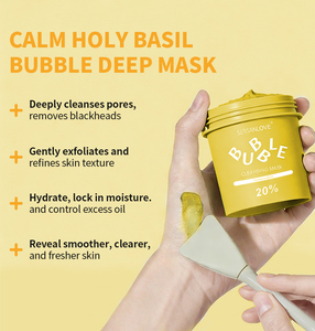 قناع طين للوجه عضوي مضاد للشيخوخة بالكركم وحمض BHA والماء الفوارة لتنظيف المسام وإزالة الرؤوس السوداء قناع فقاعي قابل للغسل - Product Image 3