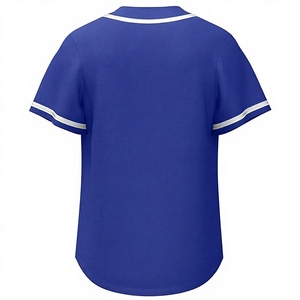 Camiseta de Béisbol Unisex con Nombre de Equipo Estampado, Manga Corta, Cierre de Botones, Azul Sólido, Transpirable, Poliéster, Talla Grande, Ropa Deportiva para Adultos - Product Image 2