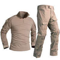 Ensemble chemise et pantalon camouflage pour homme, fermeture éclair 1/4, équipement tactique Rip-Stop pour l'entraînement en plein air et la chasse