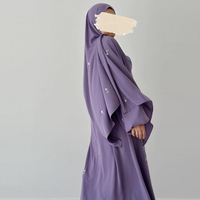 Abaya Modeste pour l'Aïd en Turquie, Vêtement Islamique pour Femme, Robe Kimono Musulmane, Broderie Florale, Chiffon, Abaya Ouverte de Dubaï avec Hijab