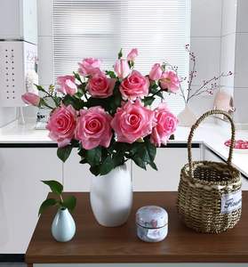 Fleurs artificielles de haute qualité en soie, roses au toucher réel, revêtement en latex, fausses fleurs décoratives pour mariage, fête, anniversaire, salle d'exposition - Product Image 5