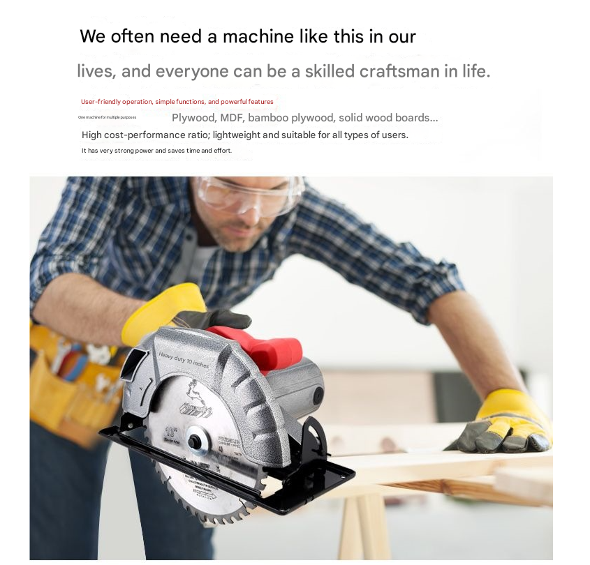 10-Inch Portable Circular Saw – High-Power Electric Cutting Machine for Marble, Tile, Wood & Stone - View 2