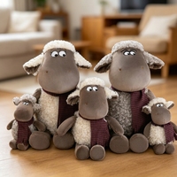 Boneka Domba Keriting Lucu Grosir Pabrik dengan Syal, Boneka Hewan Domba Lembut untuk Hadiah Natal Anak-anak