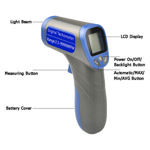 Testeur de régime numérique portable DT6685 avec écran LCD, type pistolet laser, tachymètre automatique, instruments de mesure de vitesse - Product Image 3