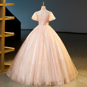 Elegant Tulle Dress Women Adult Formal Wear Stage Performance Gown Solid Color Polyester Fiber - Product Image 3