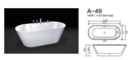 Baignoire autoportante moderne d'extérieur ENTOP en ABS, écologique, avec cascade, bain à remous et design à pieds de cheval