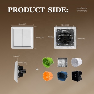Interruptor de pared eléctrico construido <span class=keywords><strong>2</strong></span> Gang 1 <span class=keywords><strong>2</strong></span> vías doble con marco curvo blanco negro oro gris interruptor de luz de botón de la UE para el hogar - Product Image 3