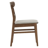 Chaise de salle à manger MARLO en chêne malaisien couleur cacao durable, bois foncé rustique, moderne et minimaliste, tissu Challis, mobilier Nuhoom Home